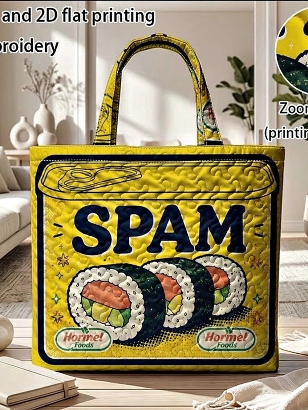 Spam Printed Tote in Yellow